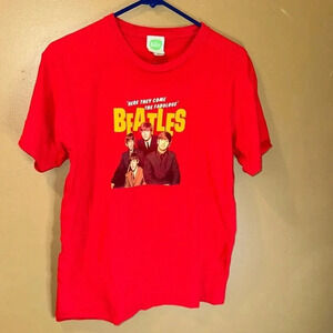 Beatles American Tour 1964 Red Shirt Vintage MED Short Sleeve